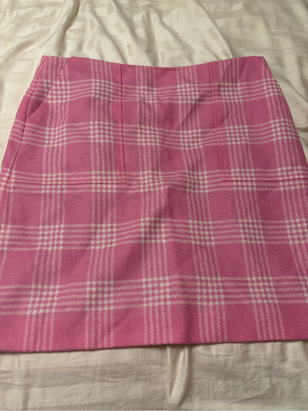 Boden Pink and White Plaid Harris Tweed Mini Skirt